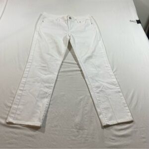 BLANC Jeans Women’s 8 white cotton stretch pants Slim Ankle pockets zip jeans